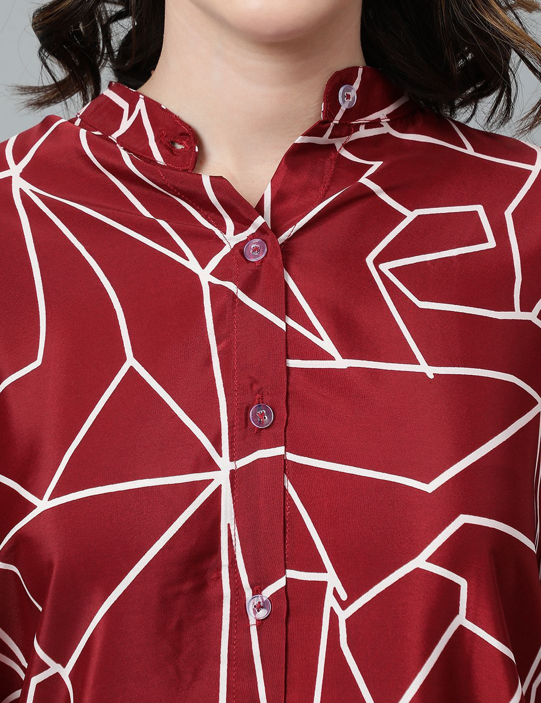 Kotty Maroon Abstract Printed Casual Shirt