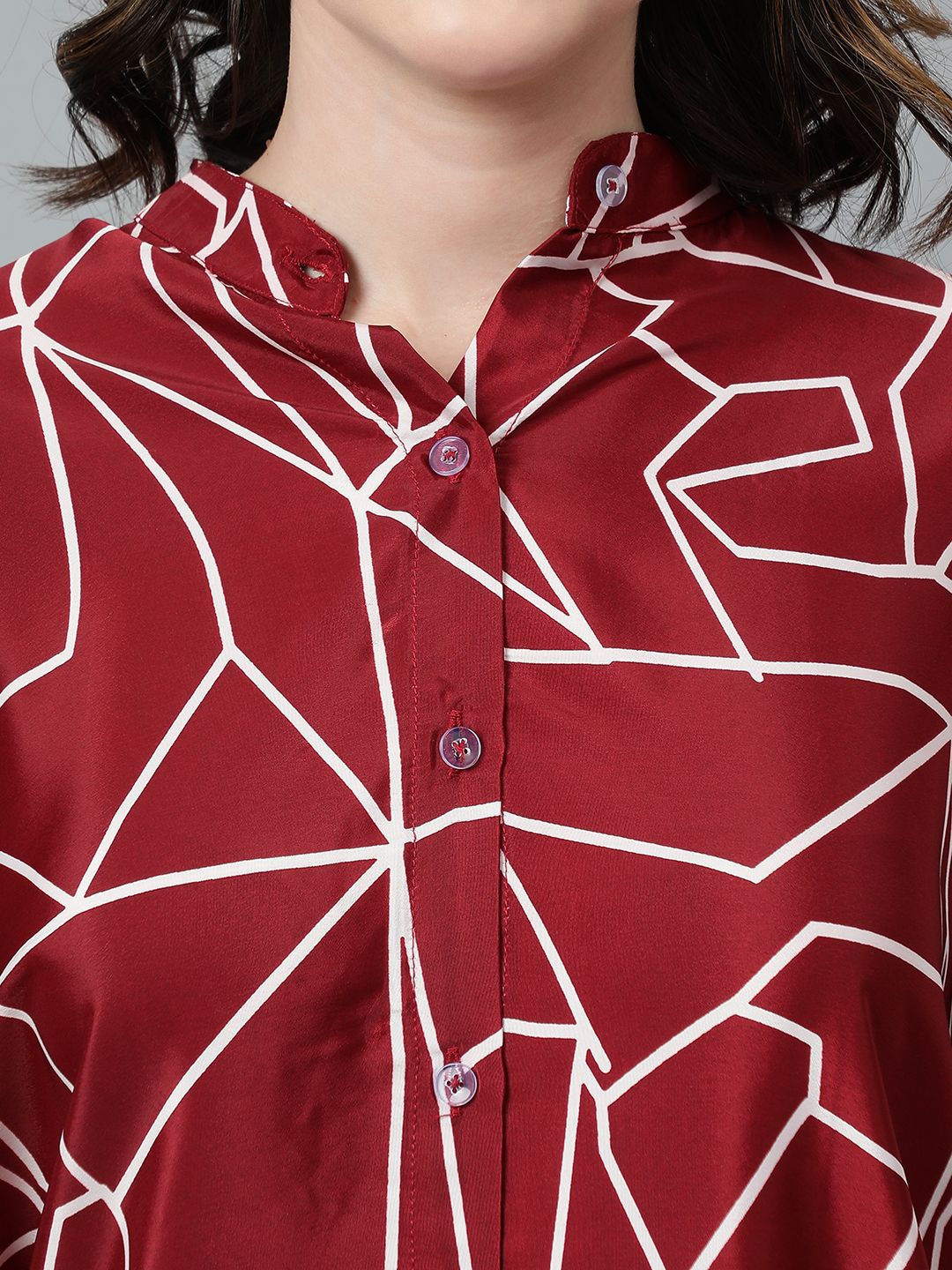 Kotty Maroon Abstract Printed Casual Shirt