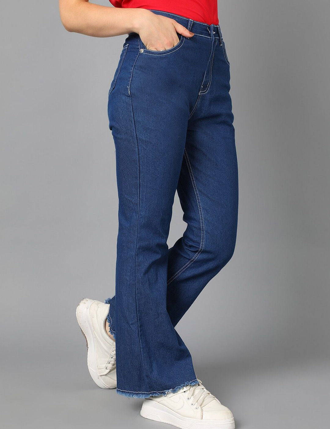 Kotty Blue Women Jean Bootcut High-Rise Clean Look Stretchable Jeans