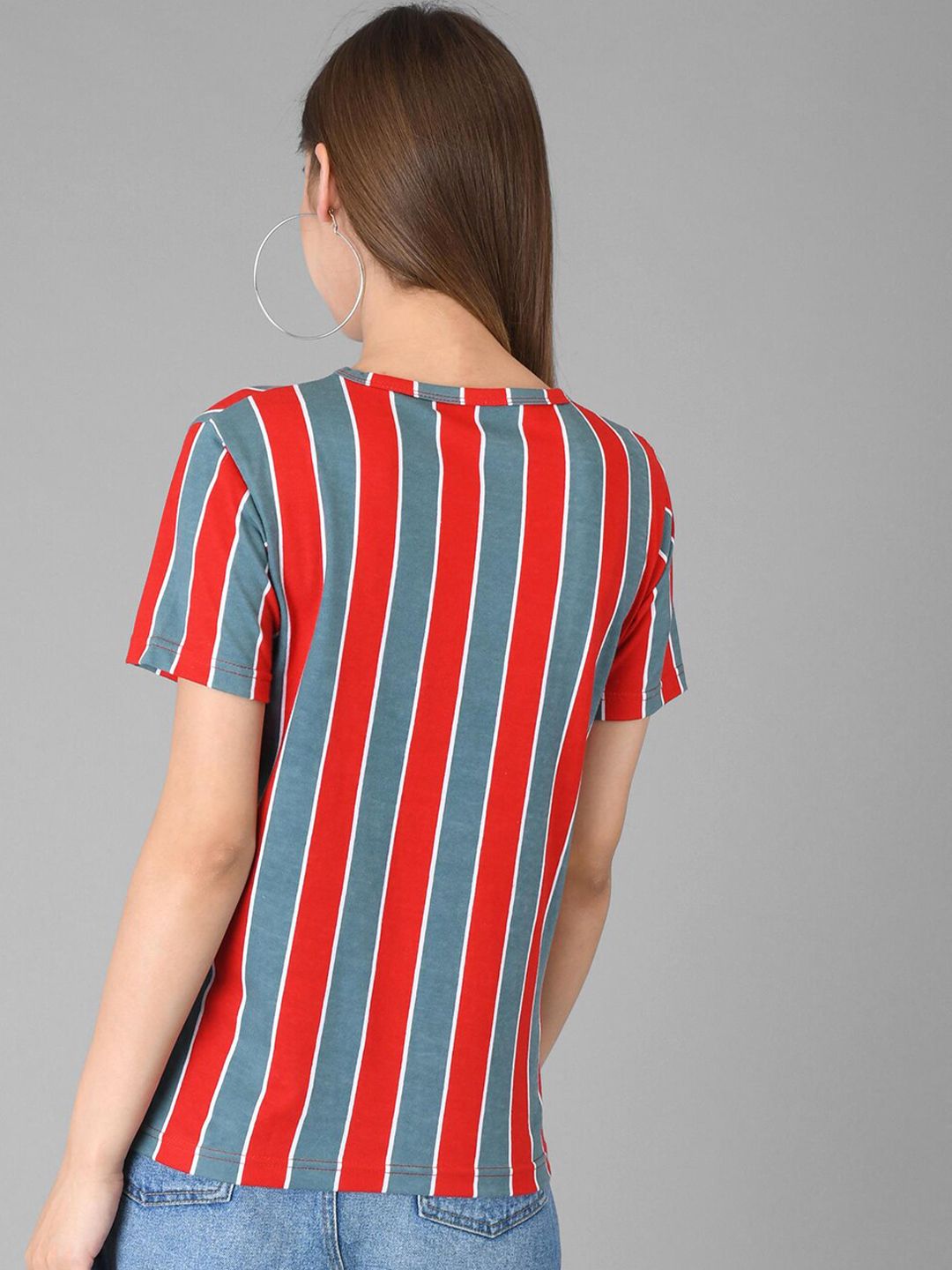 Kotty Striped Round Neck Cotton T-shirt