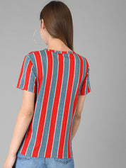 Kotty Striped Round Neck Cotton T-shirt