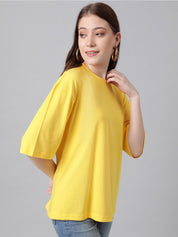 KOTTY Basics Round Neck Drop-Shoulder Sleeves Oversized T-shirt