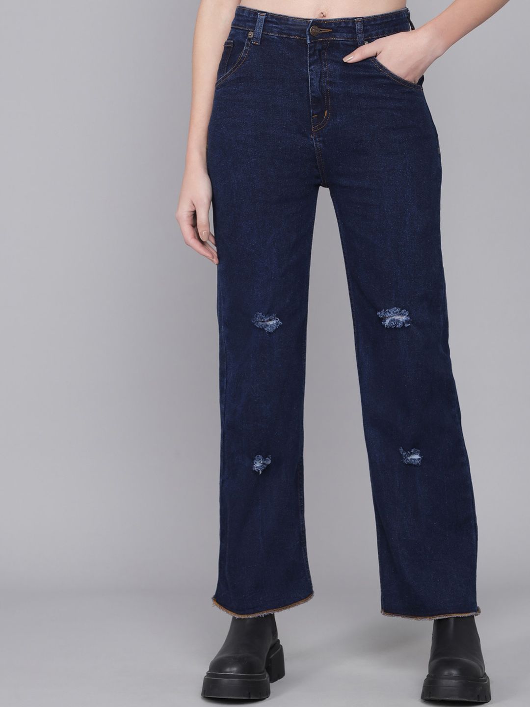 Kotty Women Blue High-Rise Mildly Distressed Jeans