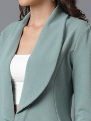 KOTTY BIZwear Sea Green Shawl Neck Coat With Trousers