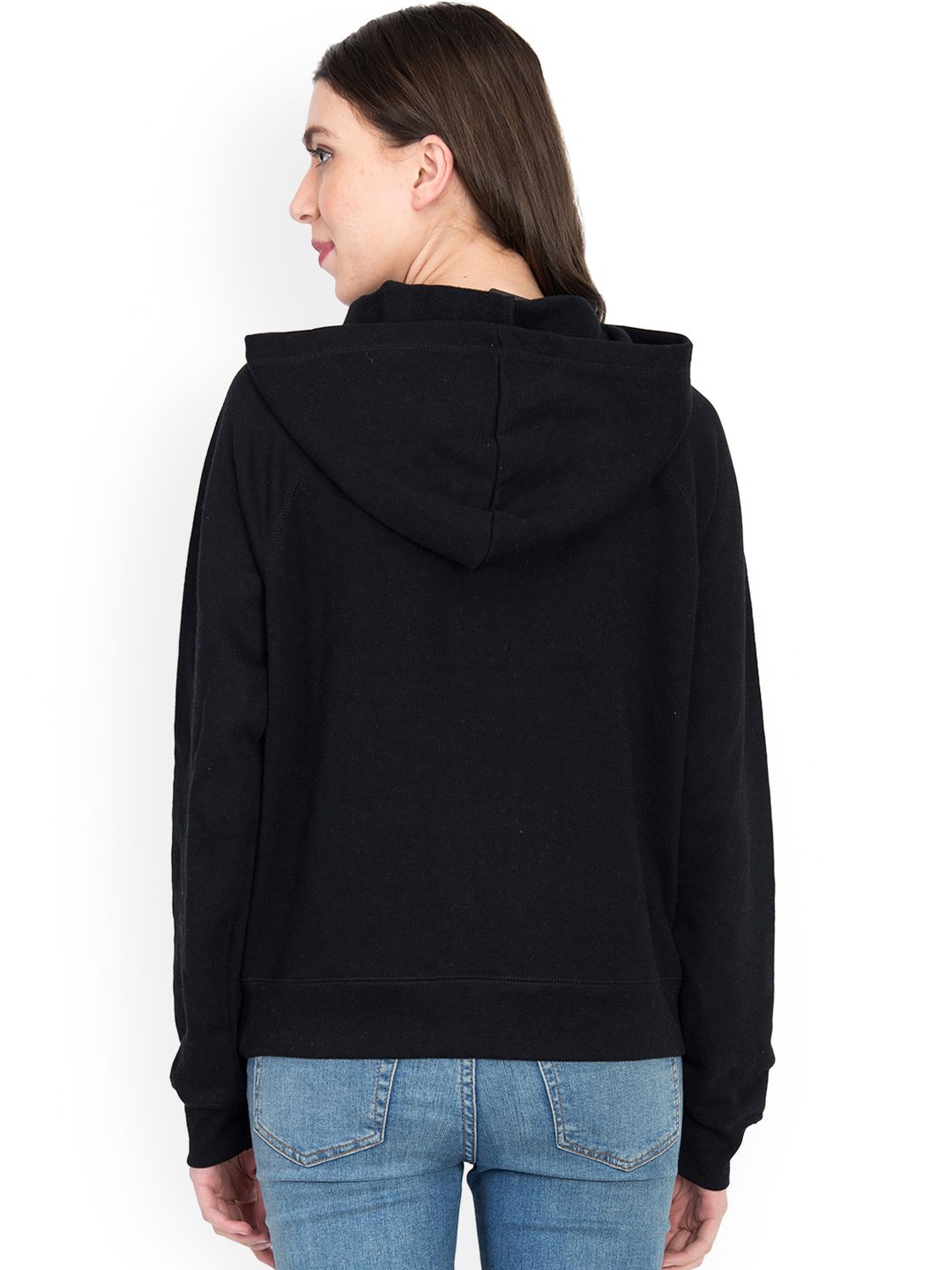 Kotty Women Black Printed Hooded Sweatshirt