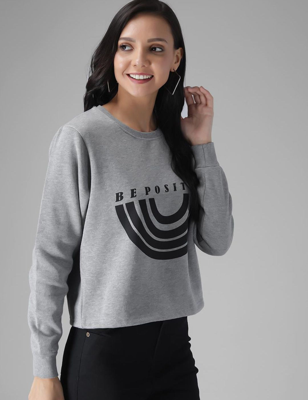 Kotty Women Grey Striped Sweatshirt
