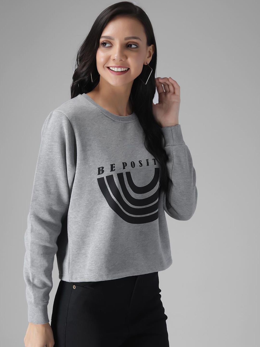 Kotty Women Grey Striped Sweatshirt