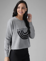 Kotty Women Grey Striped Sweatshirt