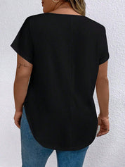 Plus Size Stylish V Neck Balck Women’s Tops
