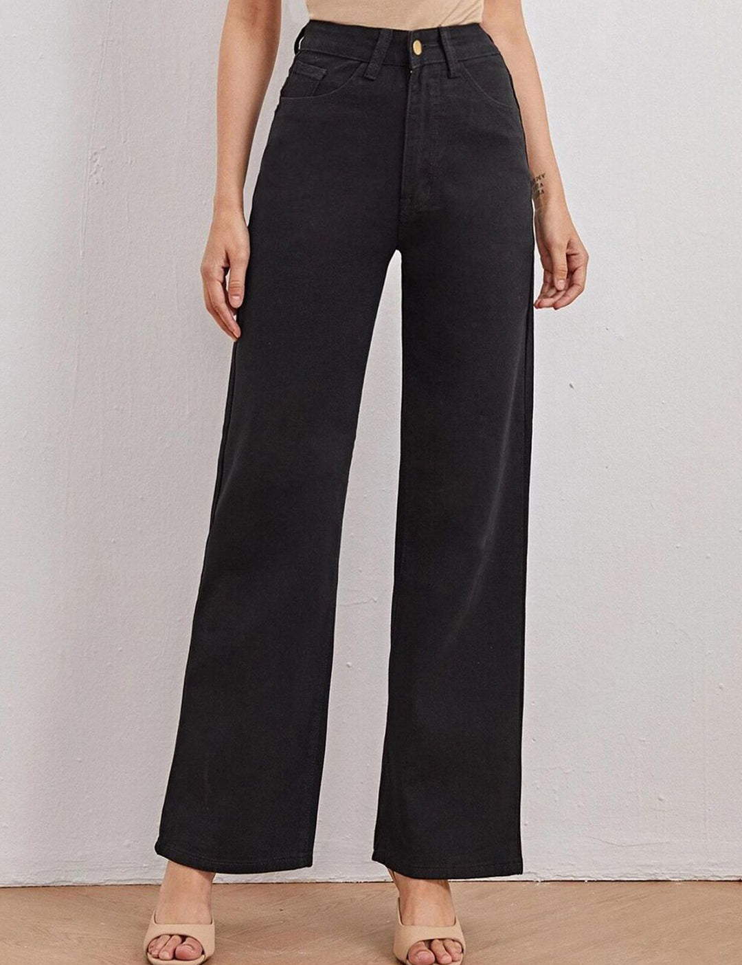 Kotty Women Black Jean Straight Fit High-Rise Stretchable Jeans