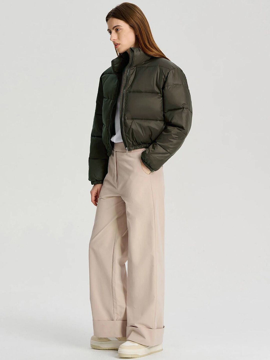 Kotty Mock Collar Crop Puffer Jacket