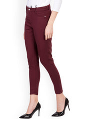 Kotty Women Maroon Skinny Fit High-Rise Clean Look Stretchable Jeans