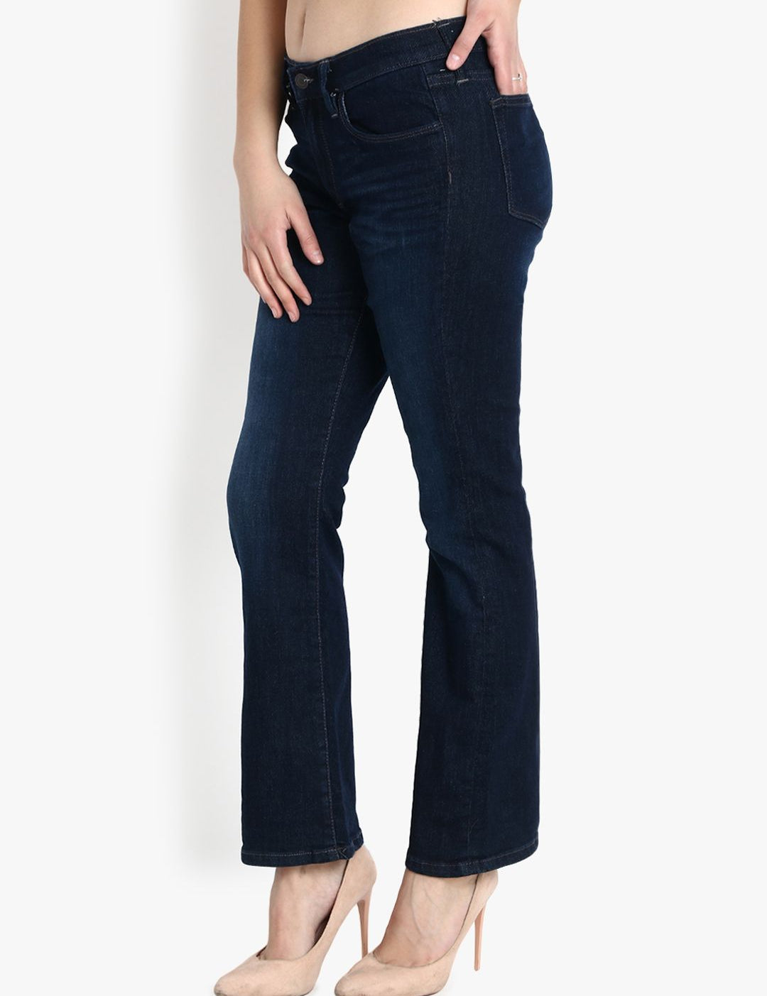 Kotty Women Blue Bootcut Mid-Rise Clean Look Jeans