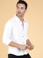 Kotty Men Relaxed Spread Collar Textured Cotton Casual Shirt