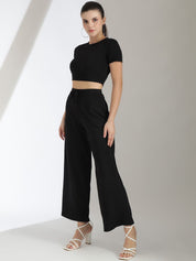 Kotty Black Round Neck Top With Trousers