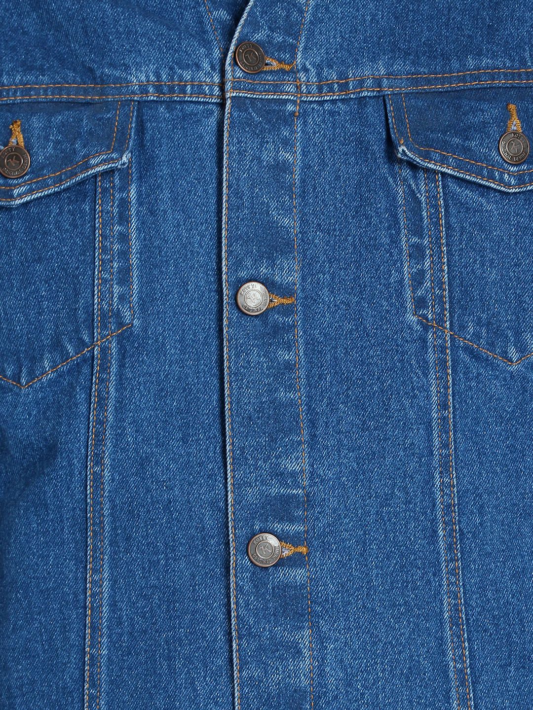 Kotty Men Blue Solid Denim Jacket