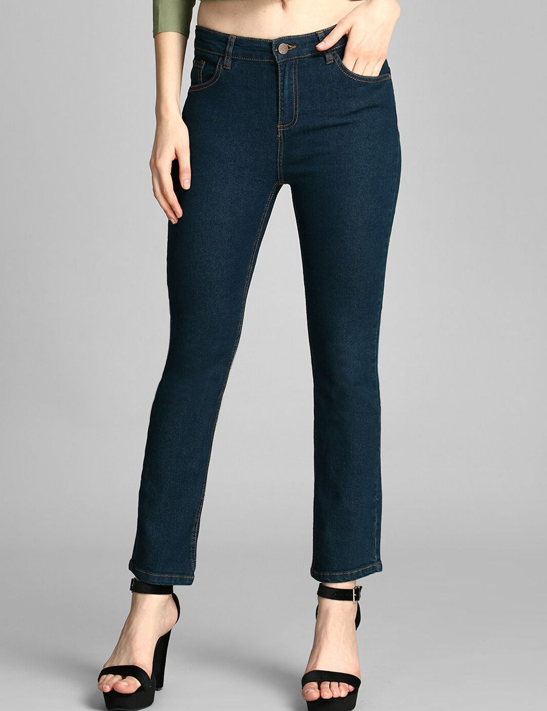 Kotty Women Blue Skinny Fit High-Rise Clean Look Cotton Jeans