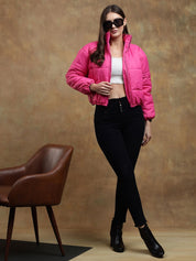 Kotty Women Mock Collar Solid Casual Insulator Puffer Jacket