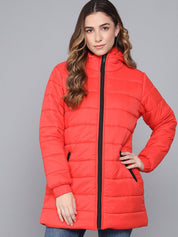 Kotty Women Orange Longline Outdoor Puffer Jacket