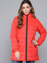 Kotty Women Orange Longline Outdoor Puffer Jacket