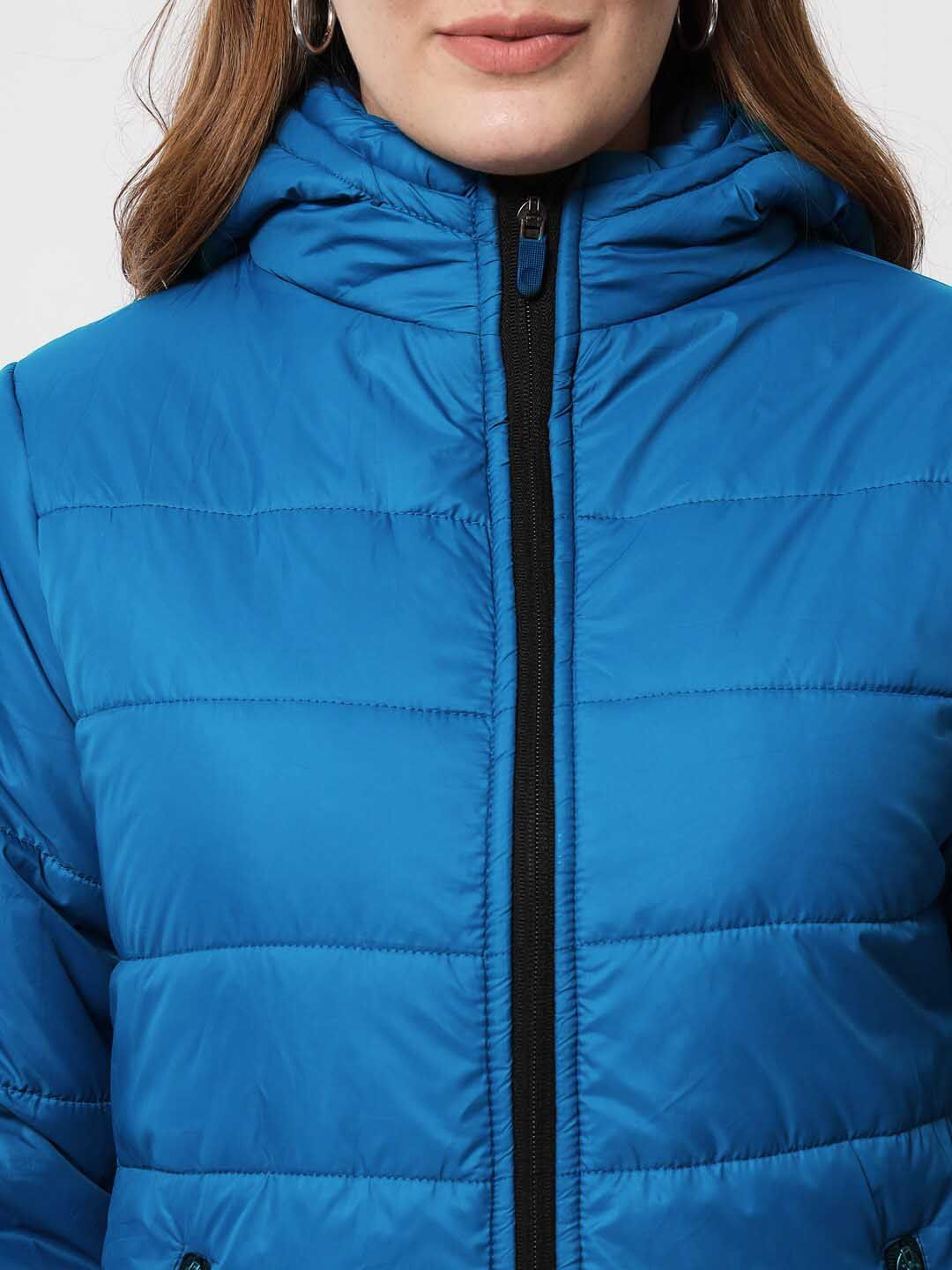 Kotty Women Blue Longline Outdoor Puffer Jacket