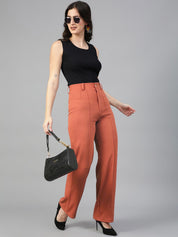 Kotty Women Pack Of 2 Relaxed Straight Leg Fit High-Rise Easy Wash Trousers