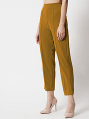 Kotty Women Brown Comfort Straight Fit High-Rise Easy Wash Trousers