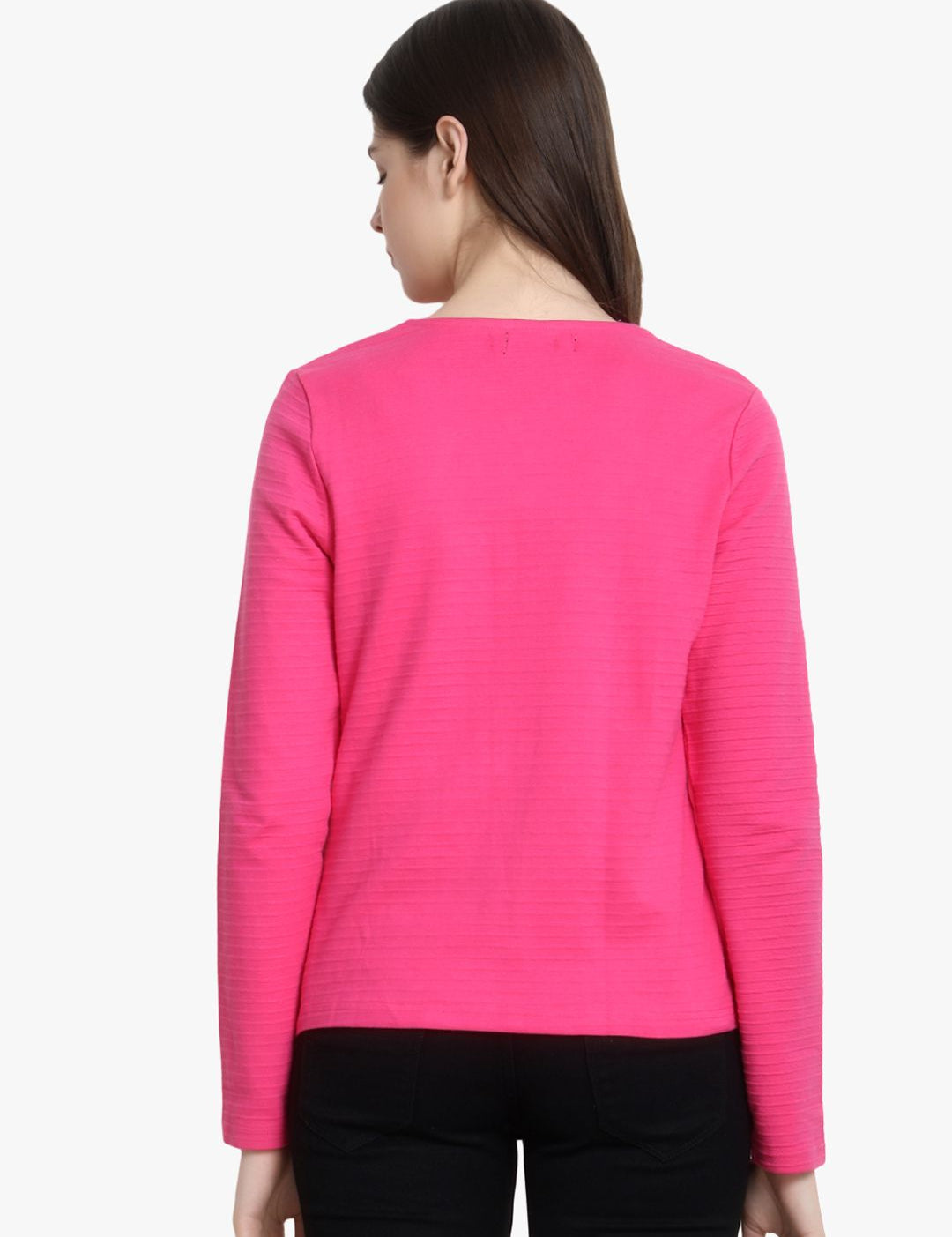 Kotty Women Pink Self Design Lightweight Tailored Jacket