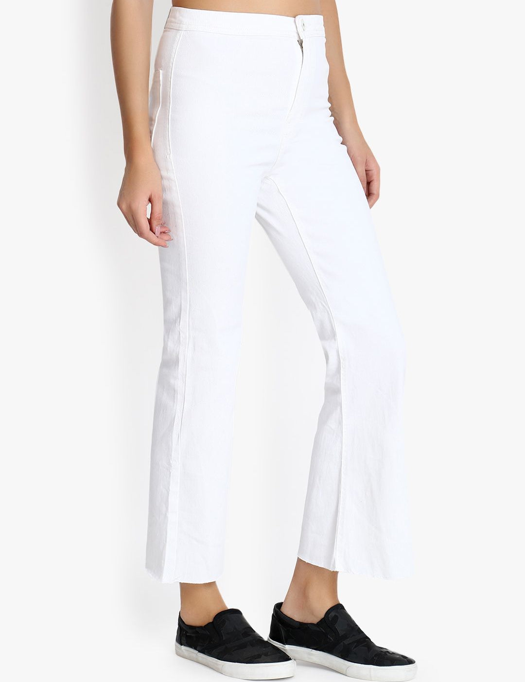 Kotty Women White Flared High-Rise Clean Look Stretchable Jeans