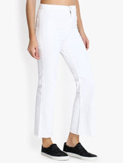Kotty Women White Flared High-Rise Clean Look Stretchable Jeans