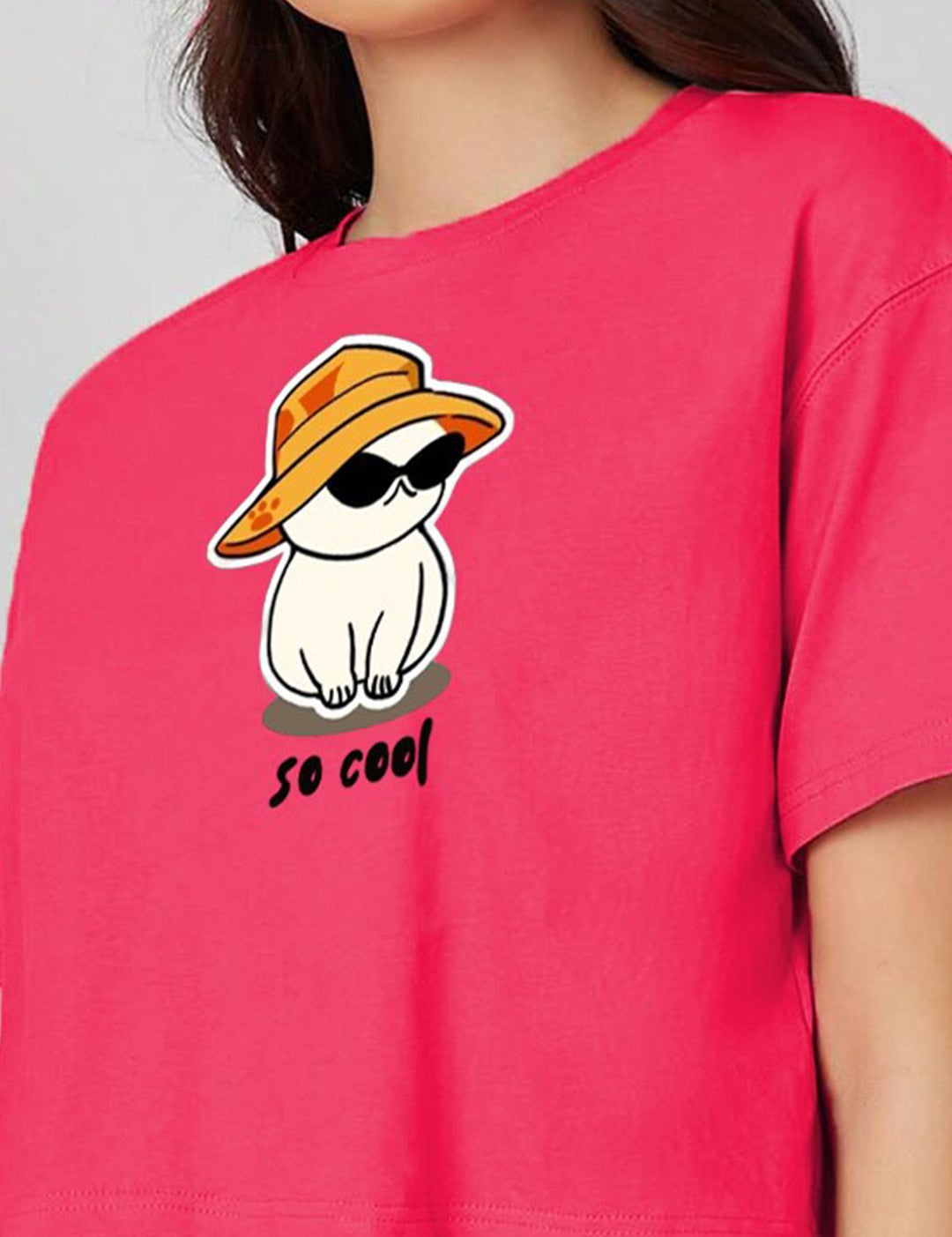 Kotty Graphic Printed Drop-Shoulder Sleeves T-shirt