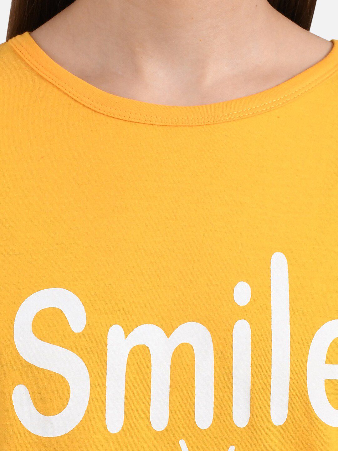 Kotty Women Yellow Printed Round Neck T-shirt