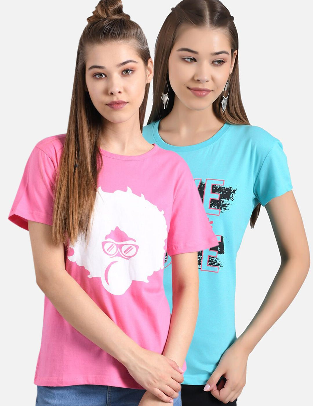Kotty Women Pack of 2 Printed Round Neck T-shirts