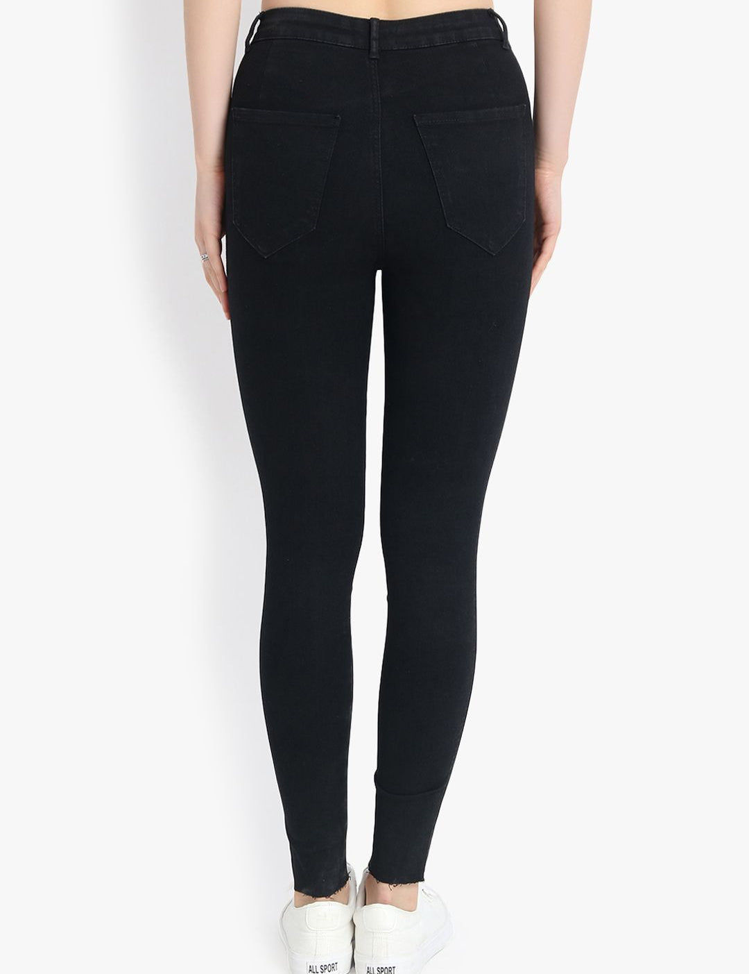 Kotty Women Black Skinny Fit High-Rise Slash Knee Jeans