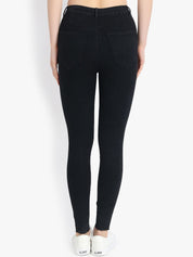 Kotty Women Black Skinny Fit High-Rise Slash Knee Jeans