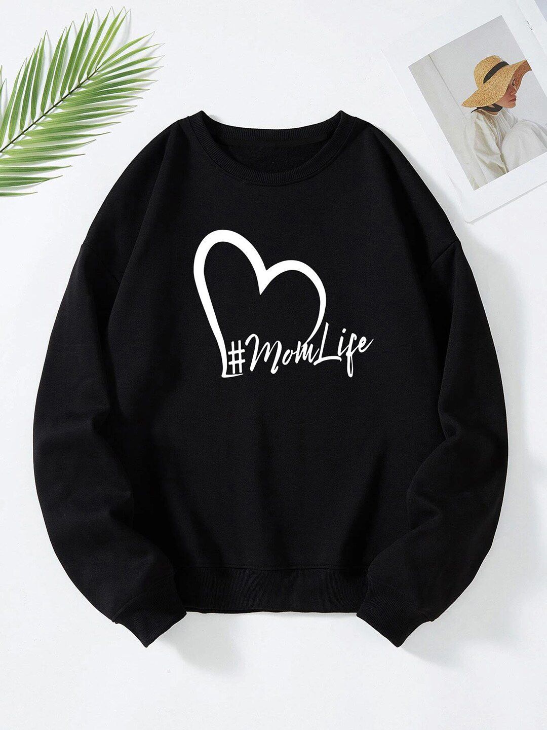 Kotty Round Neck Geometric Printed Fleece Sweatshirt