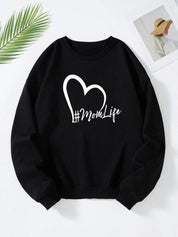 Kotty Round Neck Geometric Printed Fleece Sweatshirt