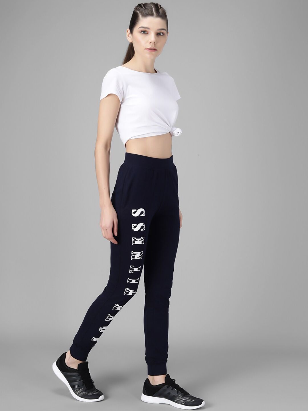 Kotty Women Navy Blue & White Printed Joggers