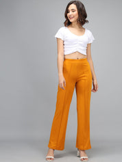 Kotty Women Yellow High-Rise Parallel Trousers