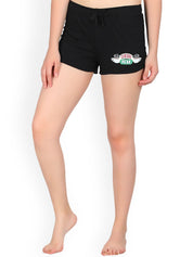 Kotty Women Black Solid Lounge Shorts KTTSLEEPSHORTS242