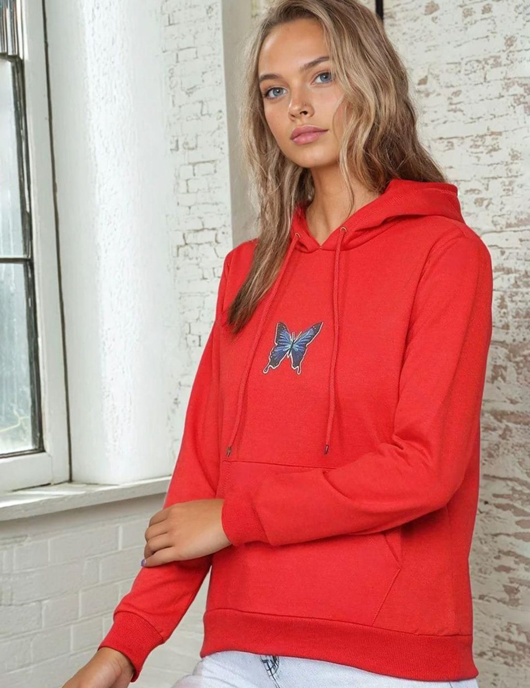 Kotty Women Printed Hooded Pullover Therma-Fit Cotton Sweatshirt