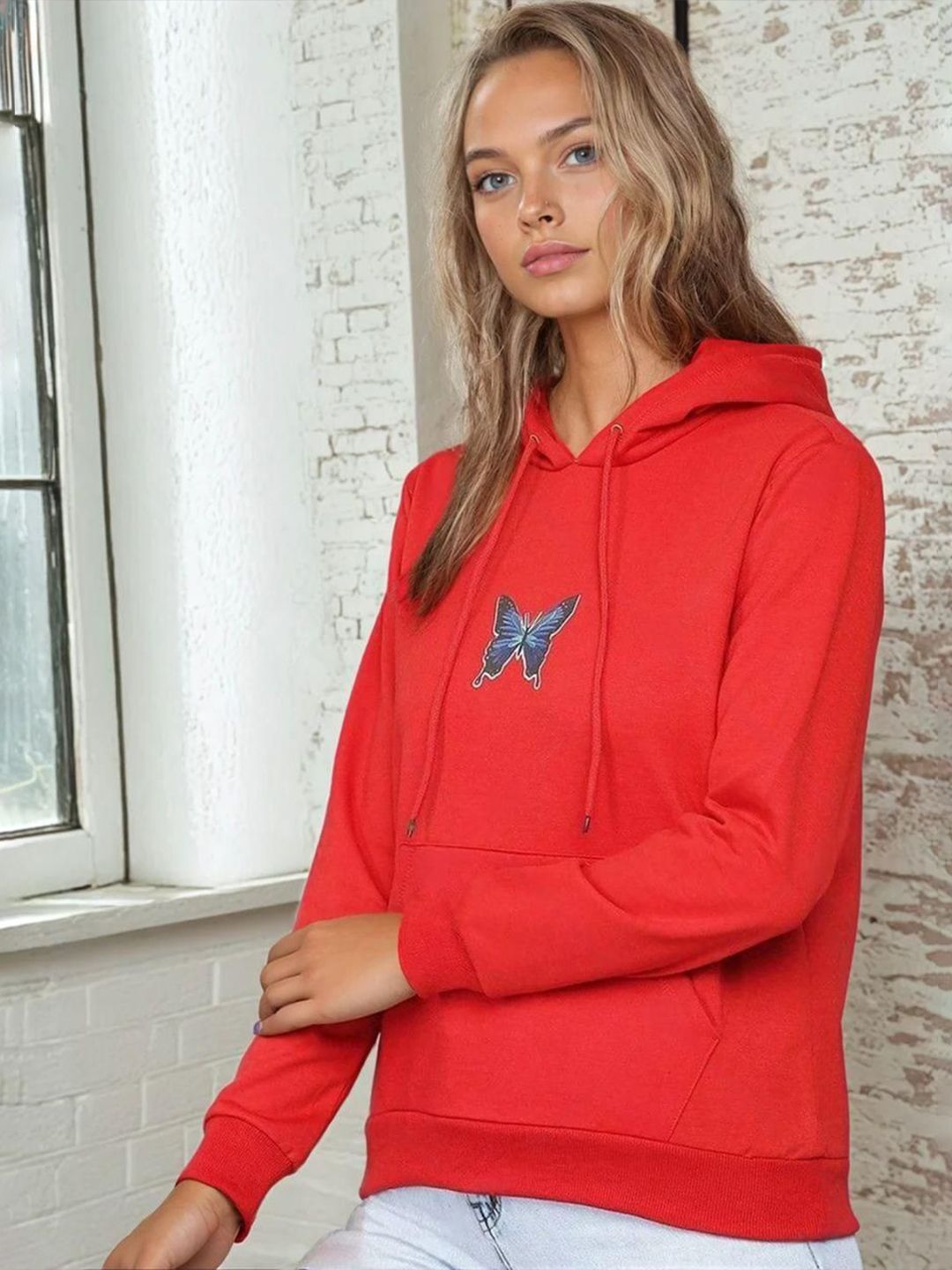 Kotty Women Printed Hooded Pullover Therma-Fit Cotton Sweatshirt