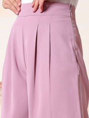 Kotty Women Comfort Flared High-Rise Pleated Parallel Trousers