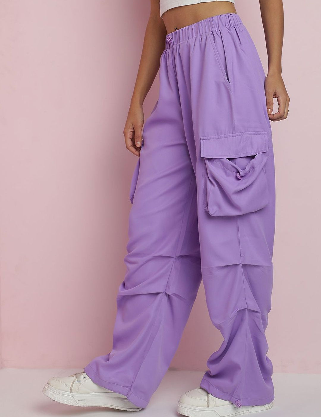 Kotty Women Relaxed Loose Fit High-Rise Cargos