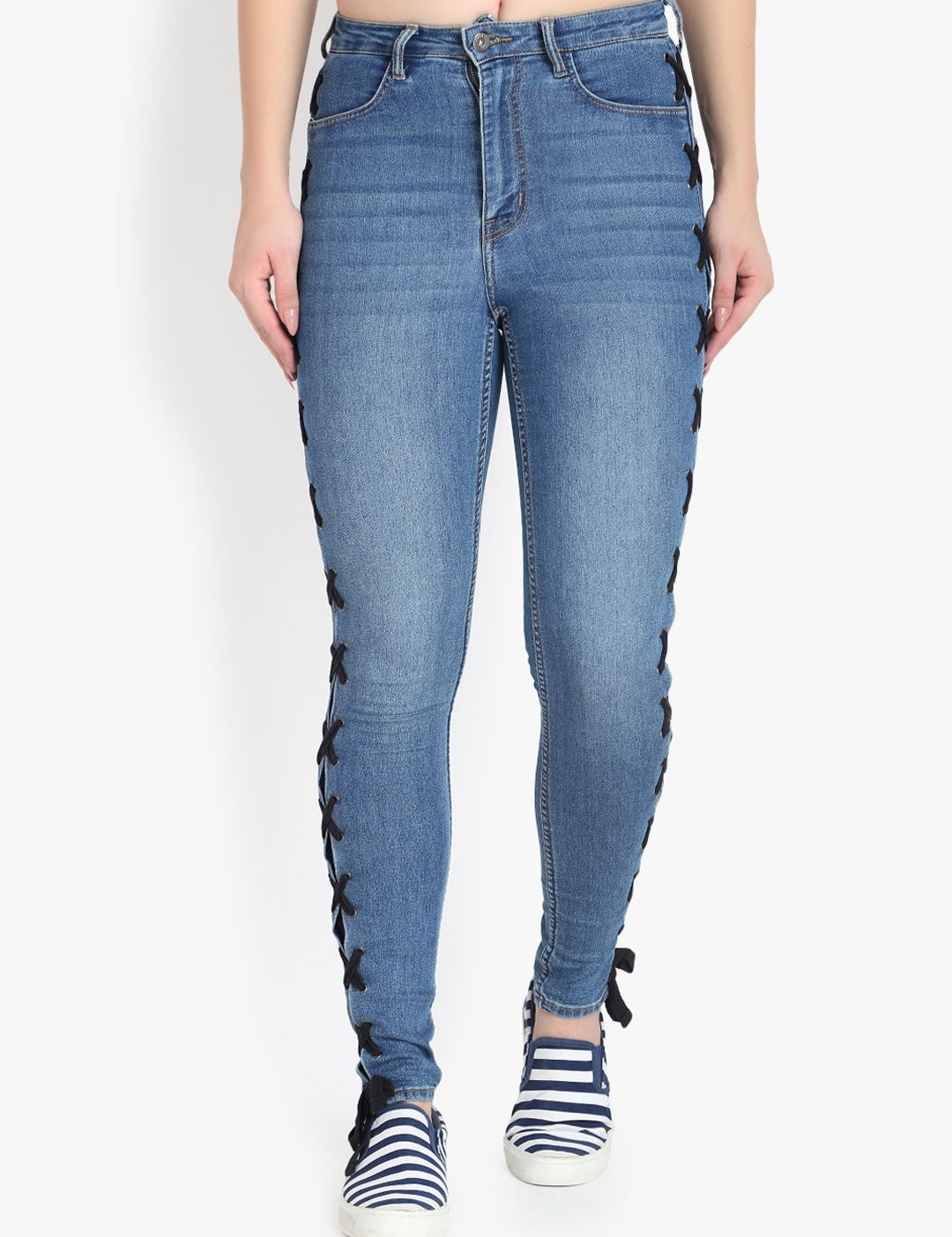 Kotty Women Blue Skinny Fit High-Rise Clean Look Stretchable Jeans