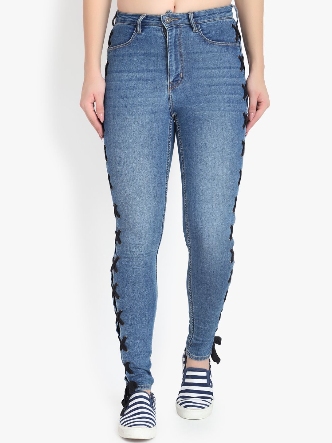 Kotty Women Blue Skinny Fit High-Rise Clean Look Stretchable Jeans