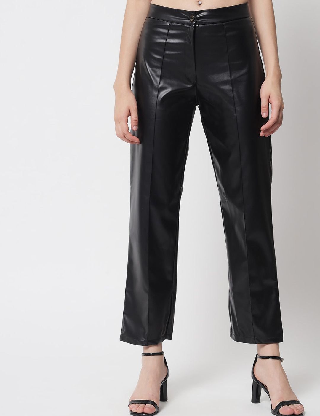 Kotty Women Black Relaxed Straight Fit Trousers