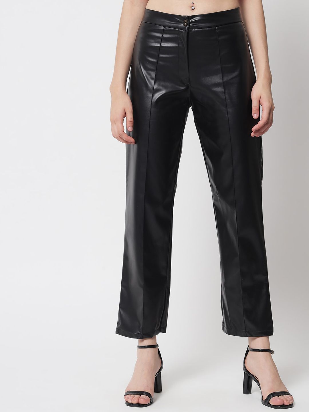 Kotty Women Black Relaxed Straight Fit Trousers