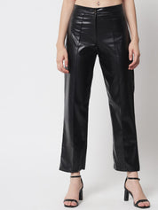 Kotty Women Black Relaxed Straight Fit Trousers