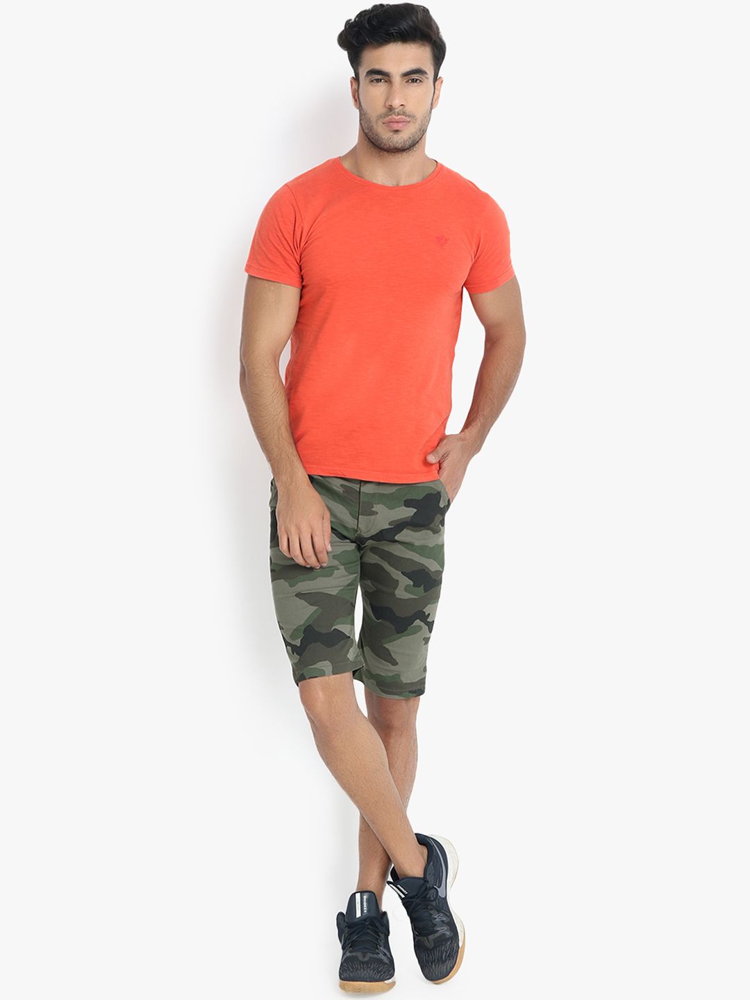 Kotty Men Green Printed Regular Fit Regular Shorts